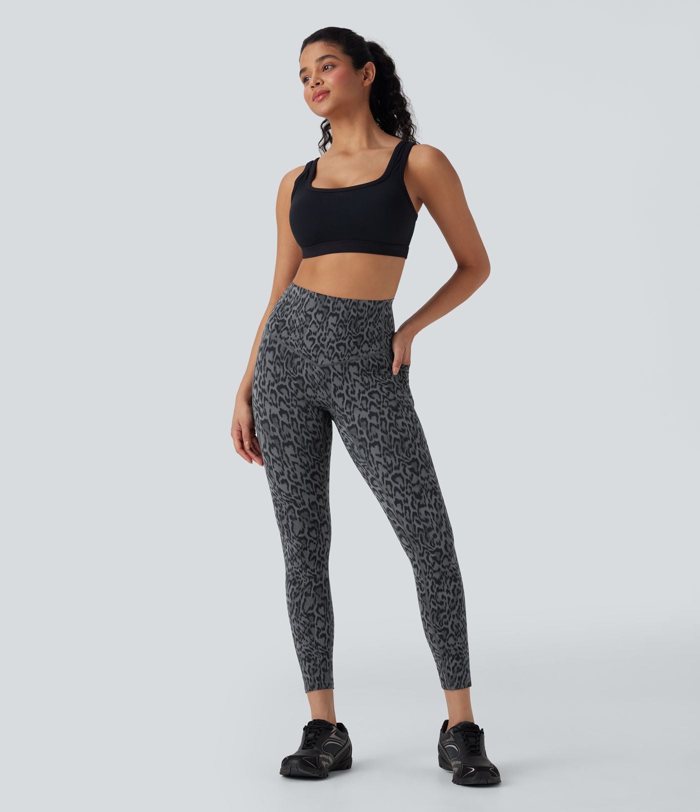 Legging de yoga gainant taille haute imprimé léopard avec poches Halara UltraSculpt™