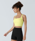 Débardeur yoga court SoftlyZero™ Airy col carré dos nu bretelles croisées effet frais InstantCool, bonnets A-C, protection solaire UPF50+