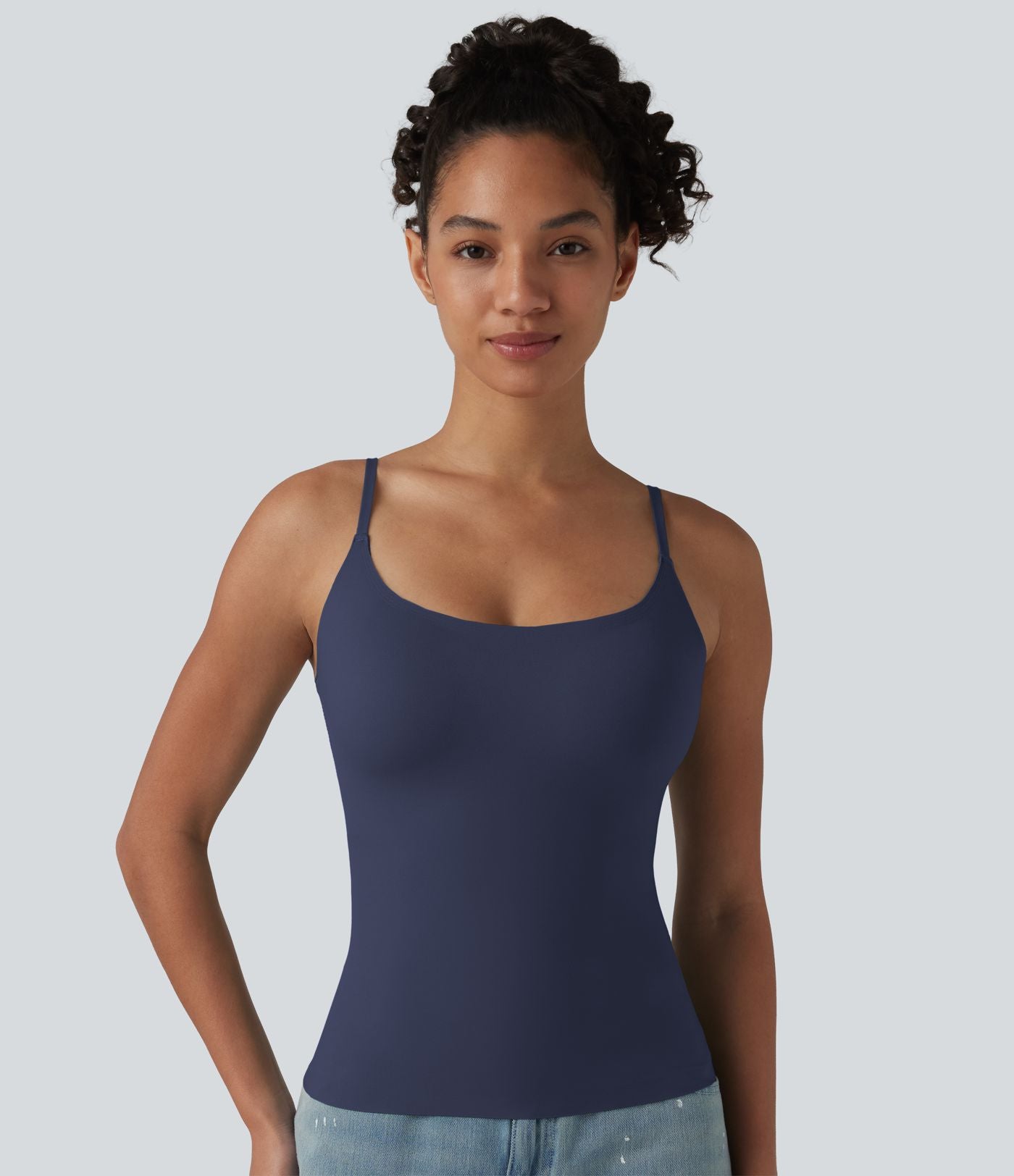 Débardeur décontracté à col rond et soutien-gorge intégré, bonnets BE
