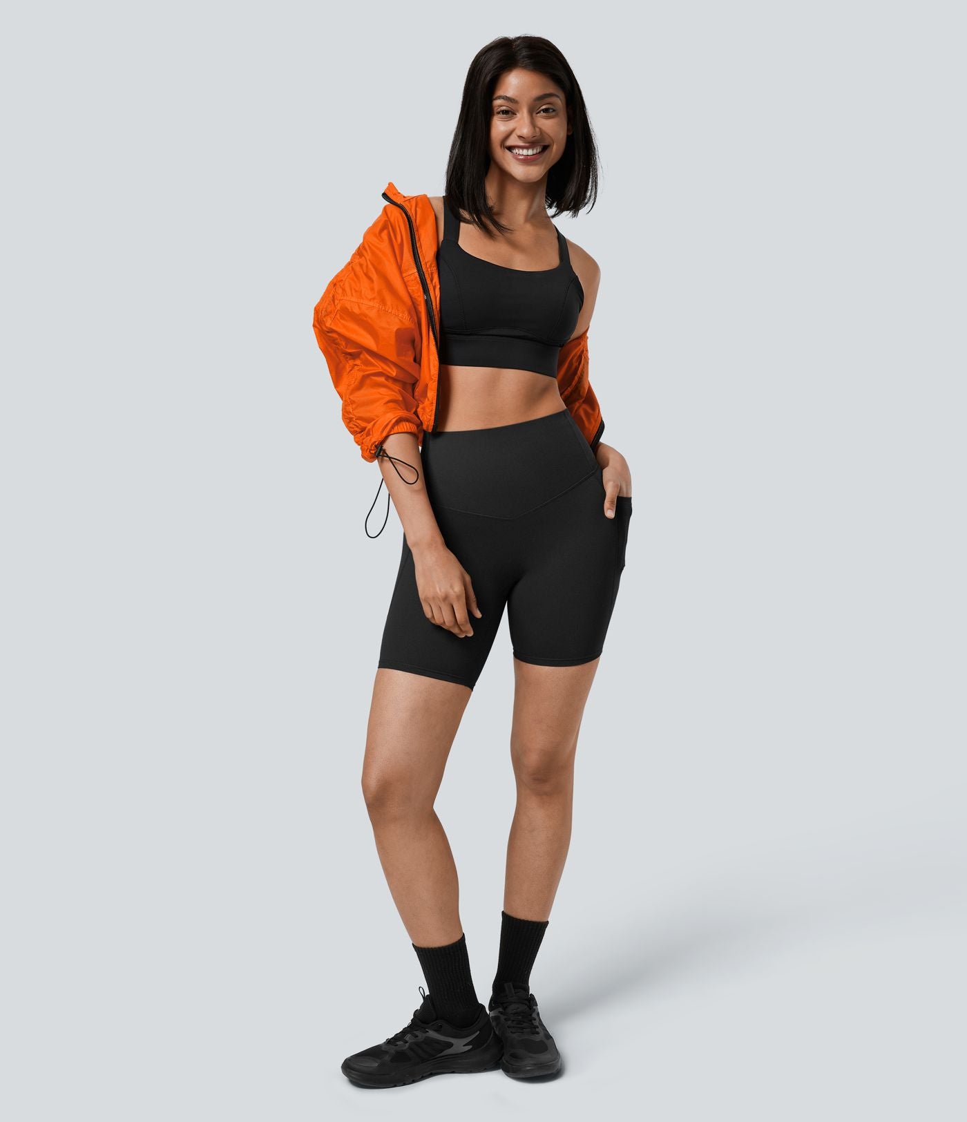 Short cycliste 17,5 cm d'entraînement gainant taille haute avec poches Halara UltraSculpt™