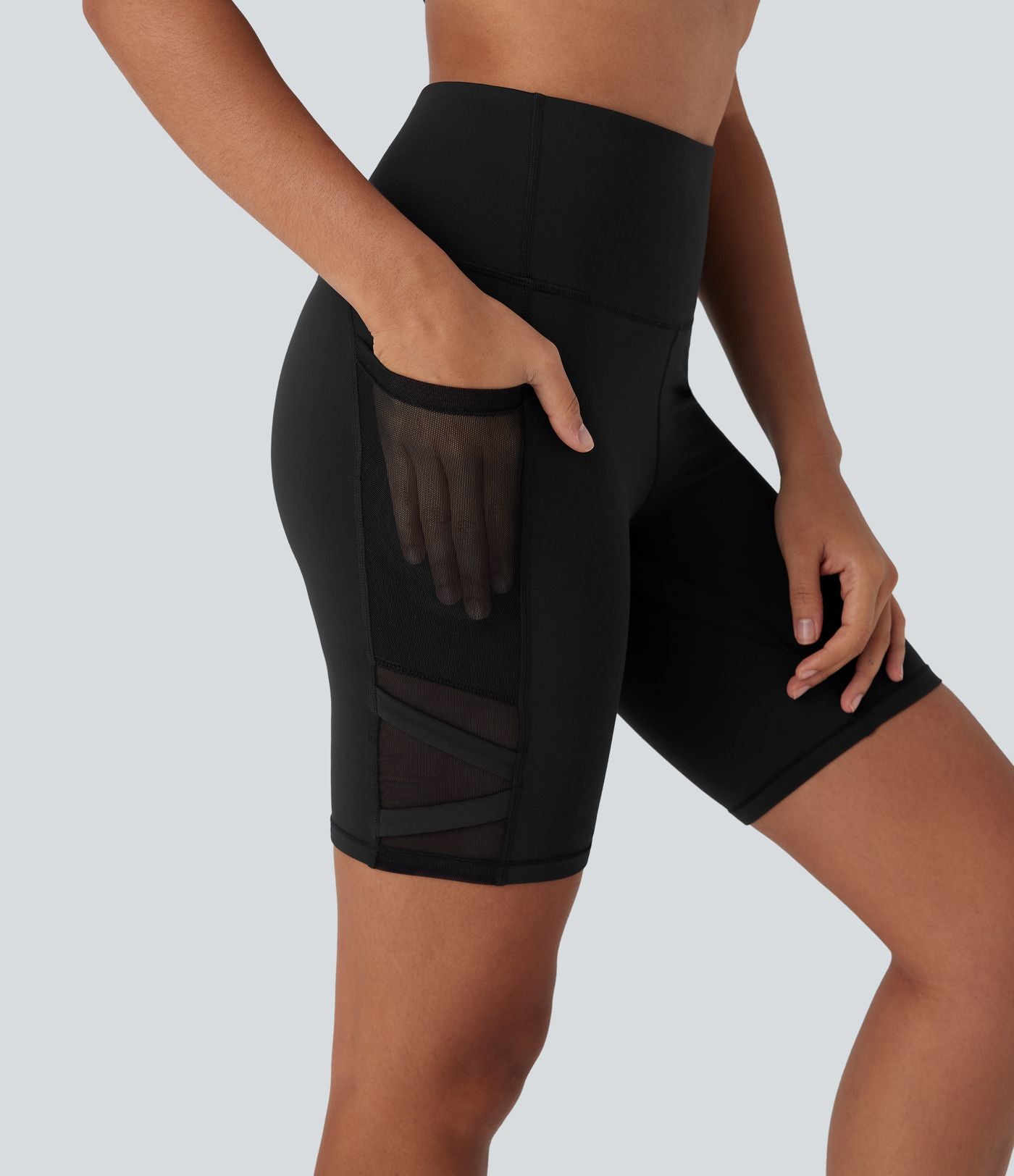 Short cycliste de yoga SpeedWave™ taille haute avec filet contrasté, séchage rapide, poches latérales - 17,5 cm