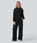Sweatshirt décontracté à capuche manches longues oversize maille torsadée