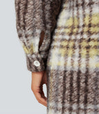 Veste sherpa longue manches longues carreaux avec poches