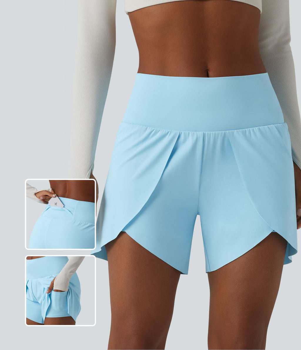 Short de yoga 2-en-1 SoftlyZero™ Airy effet frais InstantCool taille mi-haute 12,5 cm ourlet tulipe avec poches