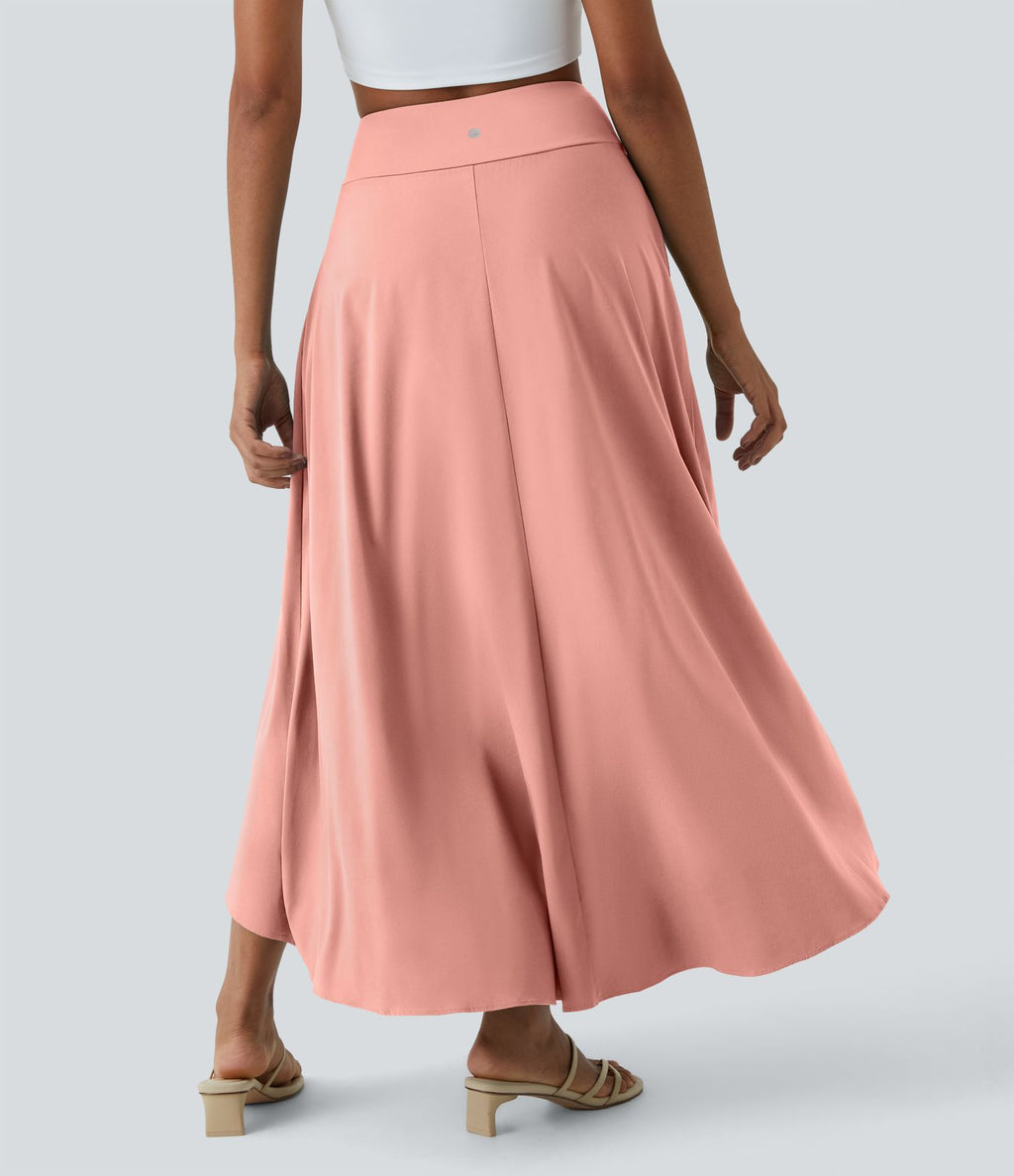 Jupe Longue Casual Breezeful™ Taille Haute à Volants 2en1 Fluide Sèchement Rapide Quotidien Maxi