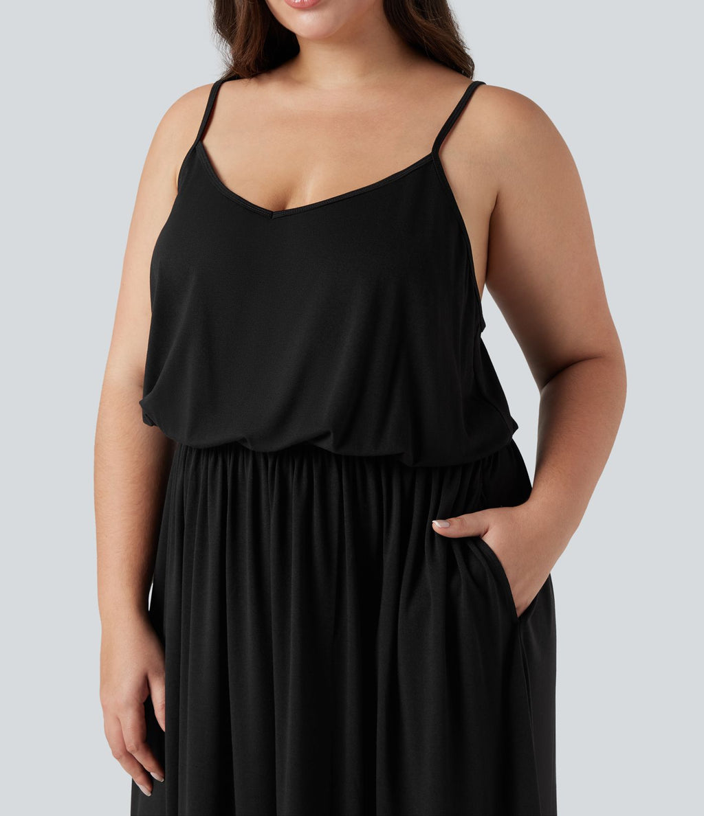 Robe longue fluide grande taille avec poches