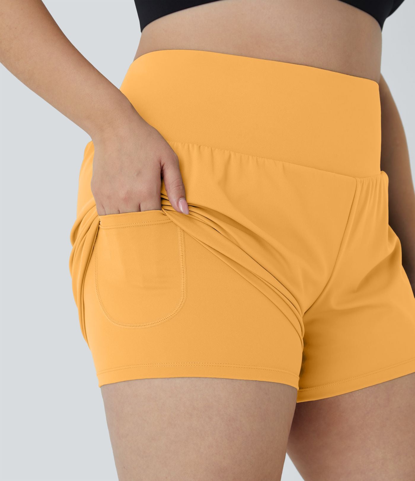 Short 8,8cm Sport Grande Taille 2 en 1 avec Poches Arrière et Poches Latérales Cachées