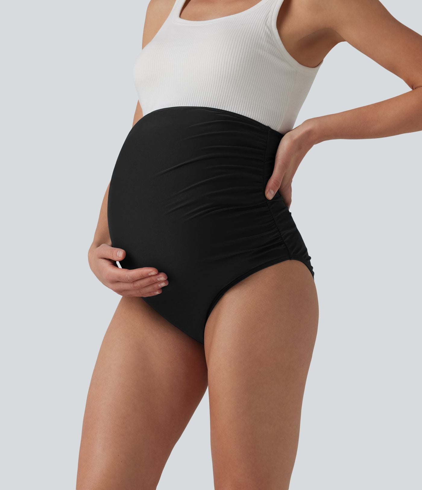 Culotte de bikini de grossesse taille ultra haute avec fronces