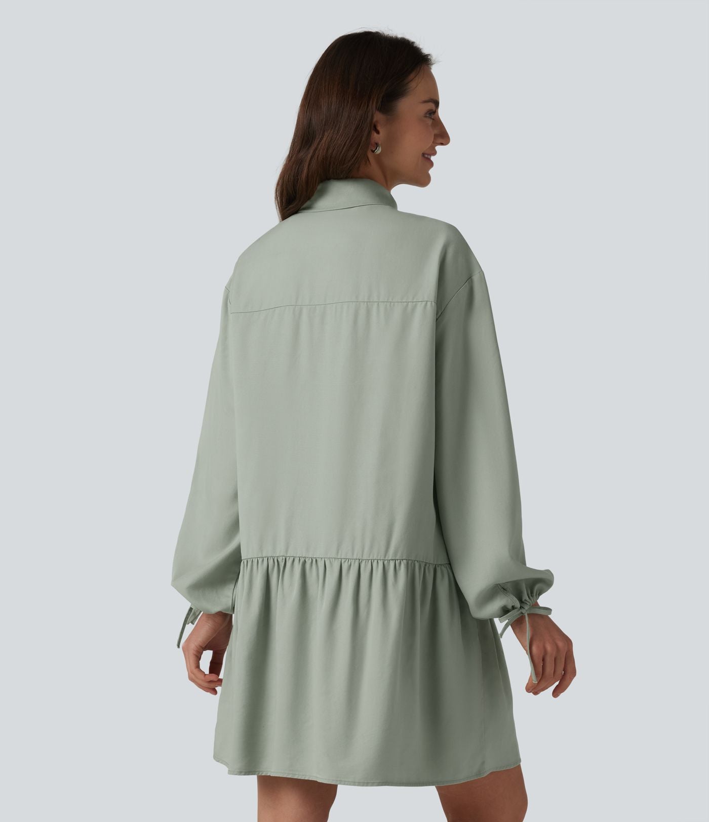 Robe chemise mini à manches longues avec poches
