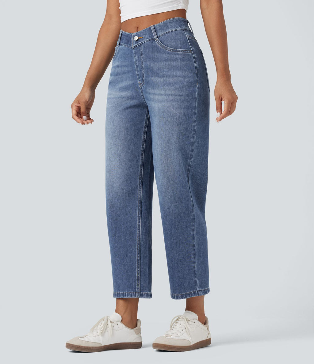 Jean baggy Halara Flex™ taille haute coupe en V 7/8 avec poches