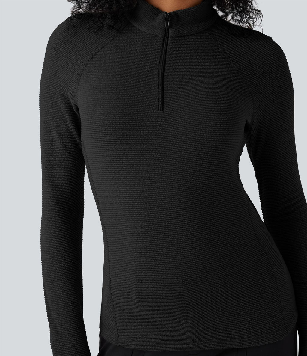 Haut de sport polaire demi-zip pliable à manches longues avec poche