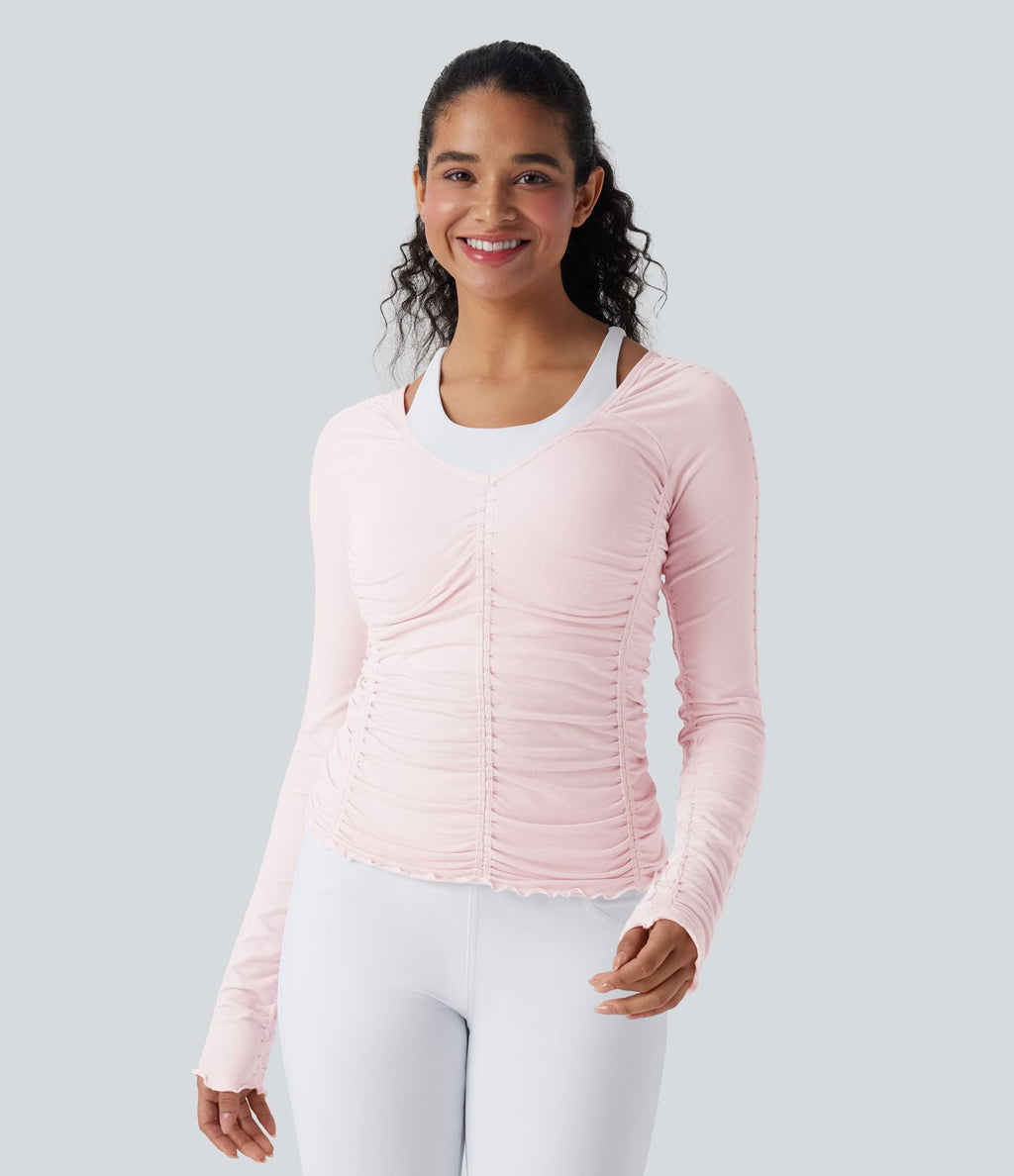 Haut de sport yoga froncé avec finitions ondulées sans couture OneForm Seamless Flow