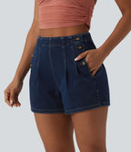 Halara Flex™ Short en denim taille haute 7,5 cm avec poches