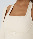 Softlyzero™ Plush Top Sport Yoga Manches Longues Trou pour le Pouce Dos Nu Col Halter