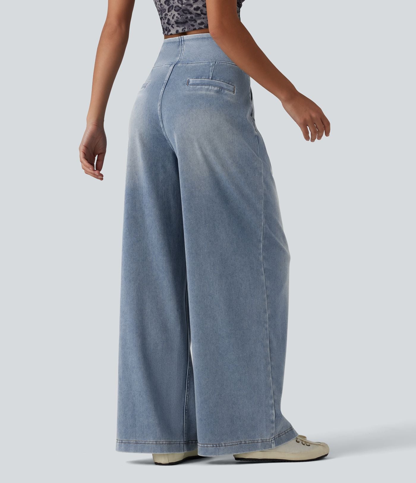 Jean large Halara Flex™ délavé décontracté, taille haute, à poches