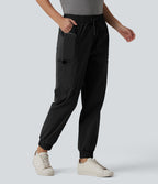 Jogging cargo décontracté taille mi-haute avec cordon de serrage et poches