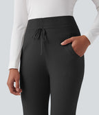 Pantalon de détente maille taille mi-haute avec cordon de serrage et poches