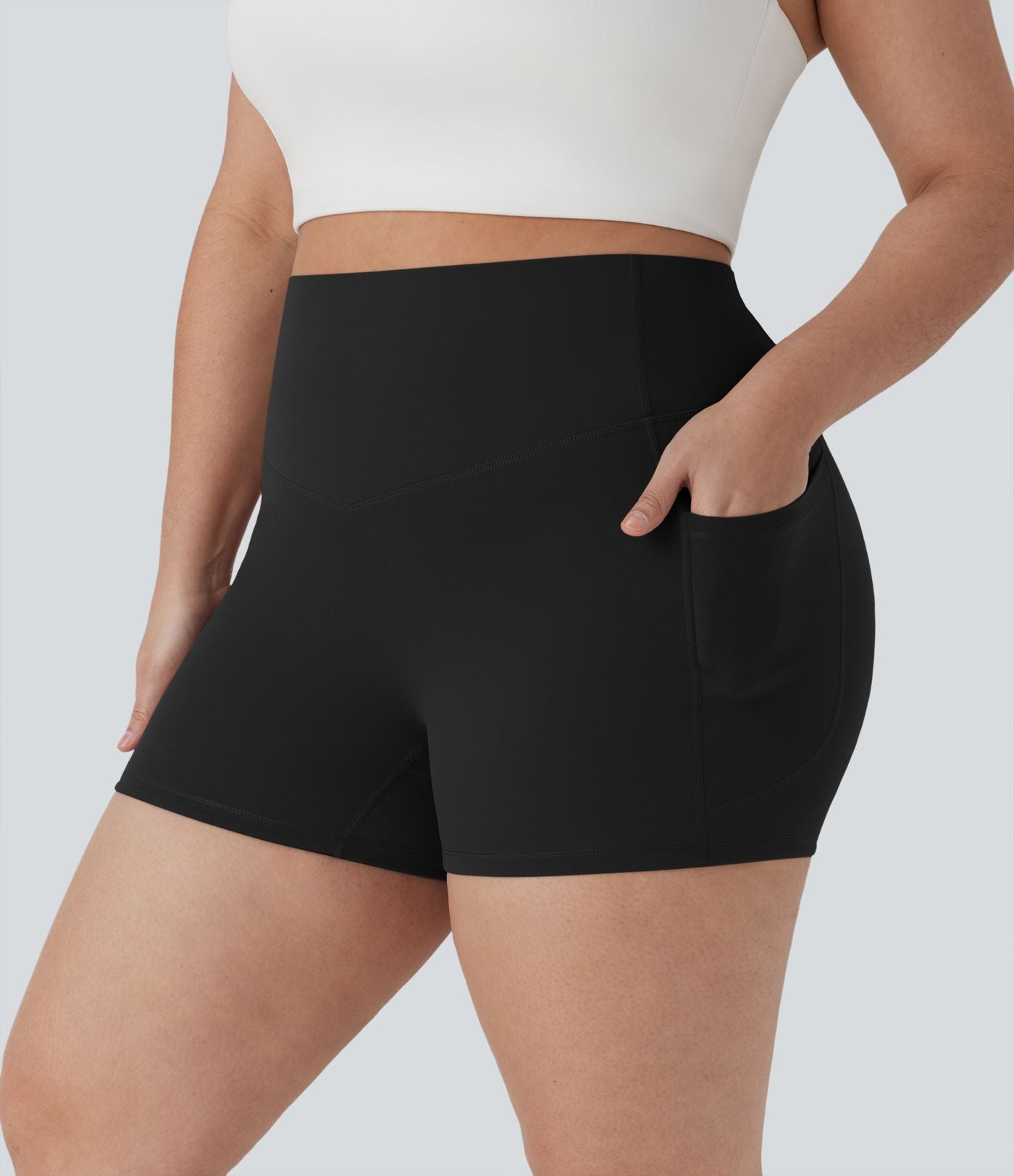 Short cycliste 7,5 cm d'entraînement gainant taille haute grande taille avec poches Halara UltraSculpt™