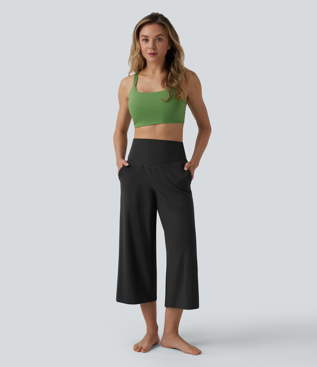 Pantalon de yoga court Halara UltraSculpt™ coupe droite gainant taille haute avec poches
