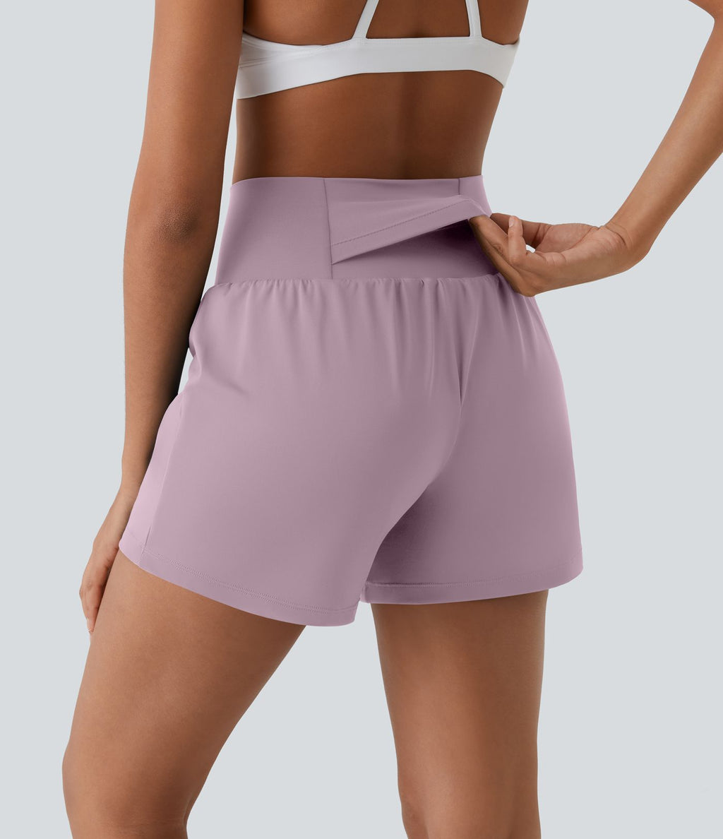 Short yoga 2-en-1 SoftlyZero™ Airy effet frais InstantCool taille très haute 12,5 cm avec poches, longueur allongée