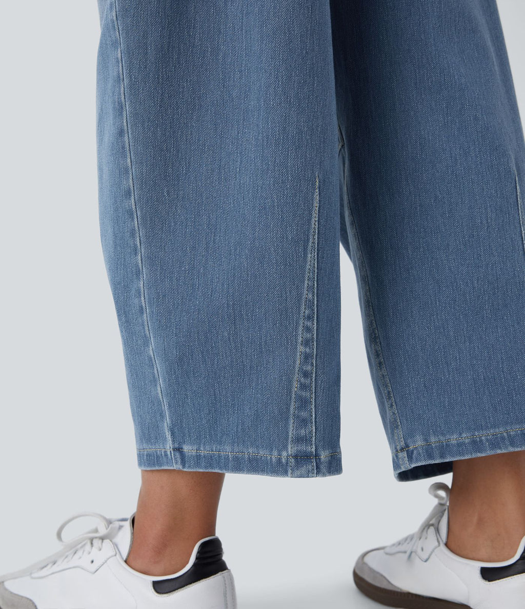 Jean Barrel 7/8 décontracté taille mi-haute avec poches Halara Flex™