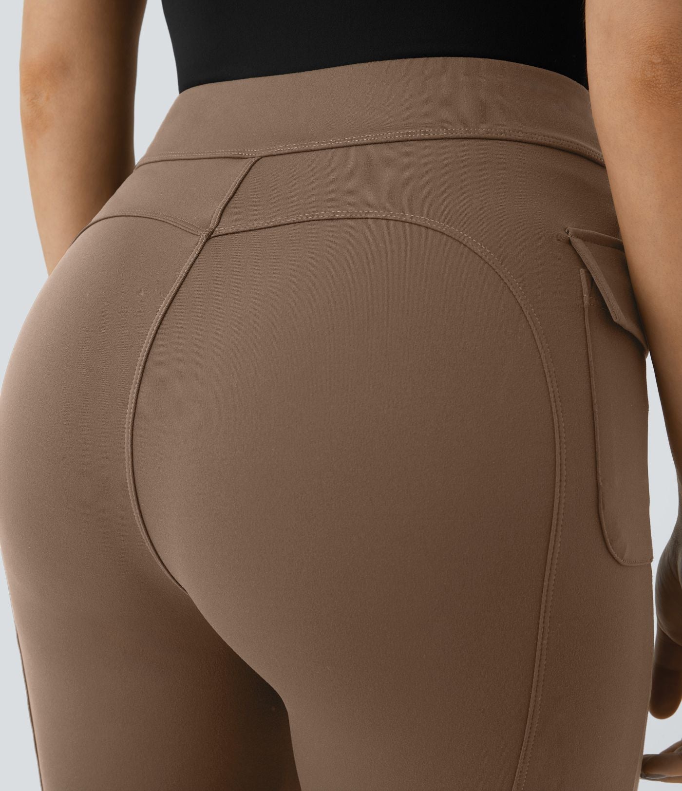 Pantalon cargo décontracté évasé taille haute avec poches à rabat latérales
