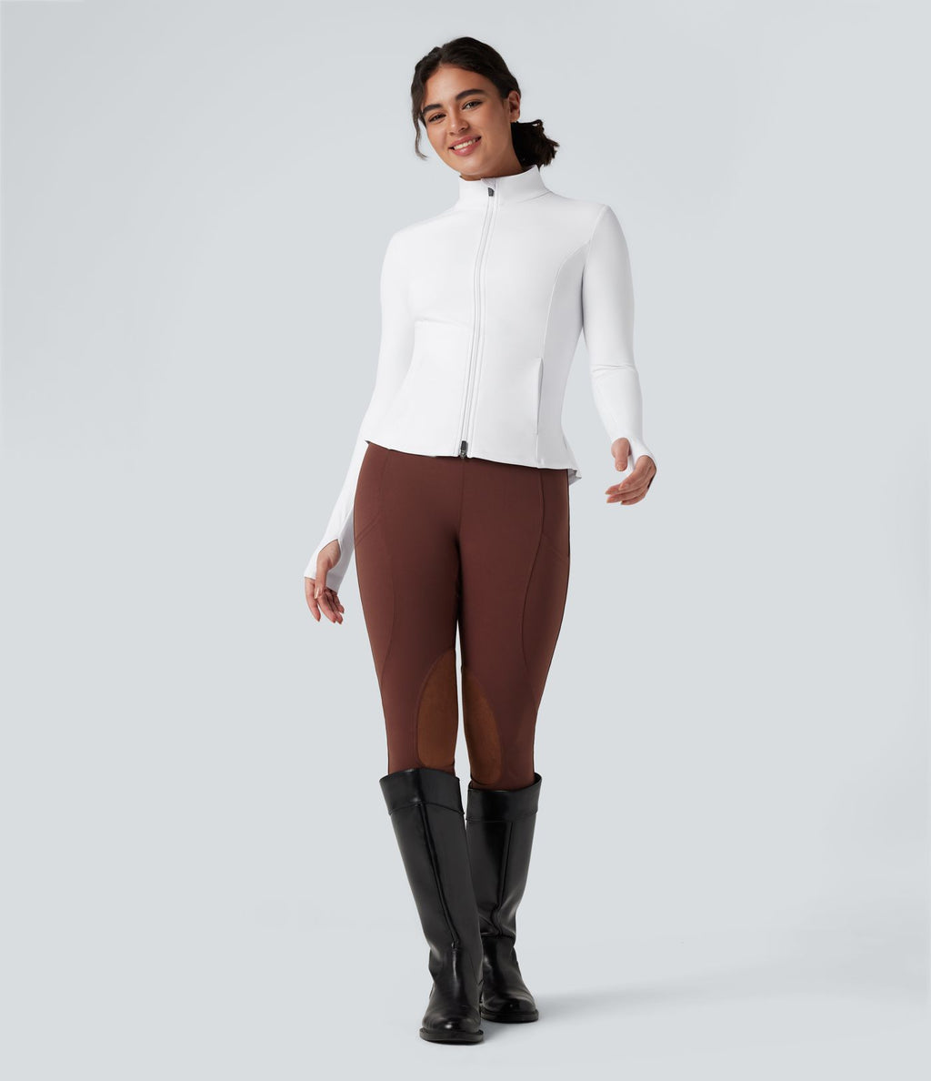 Veste ajustée col montant zippée avec passants pouces et ourlet à volants DayStretch avec poches