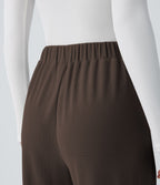 Pantalon taille haute décontracté large en maille gaufrée, avec poches