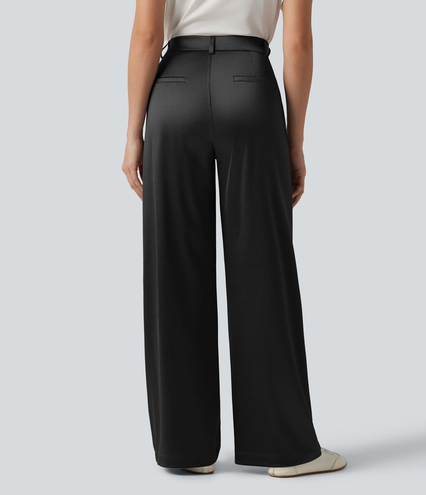 Pantalon satin taille haute esprit bureau avec poches