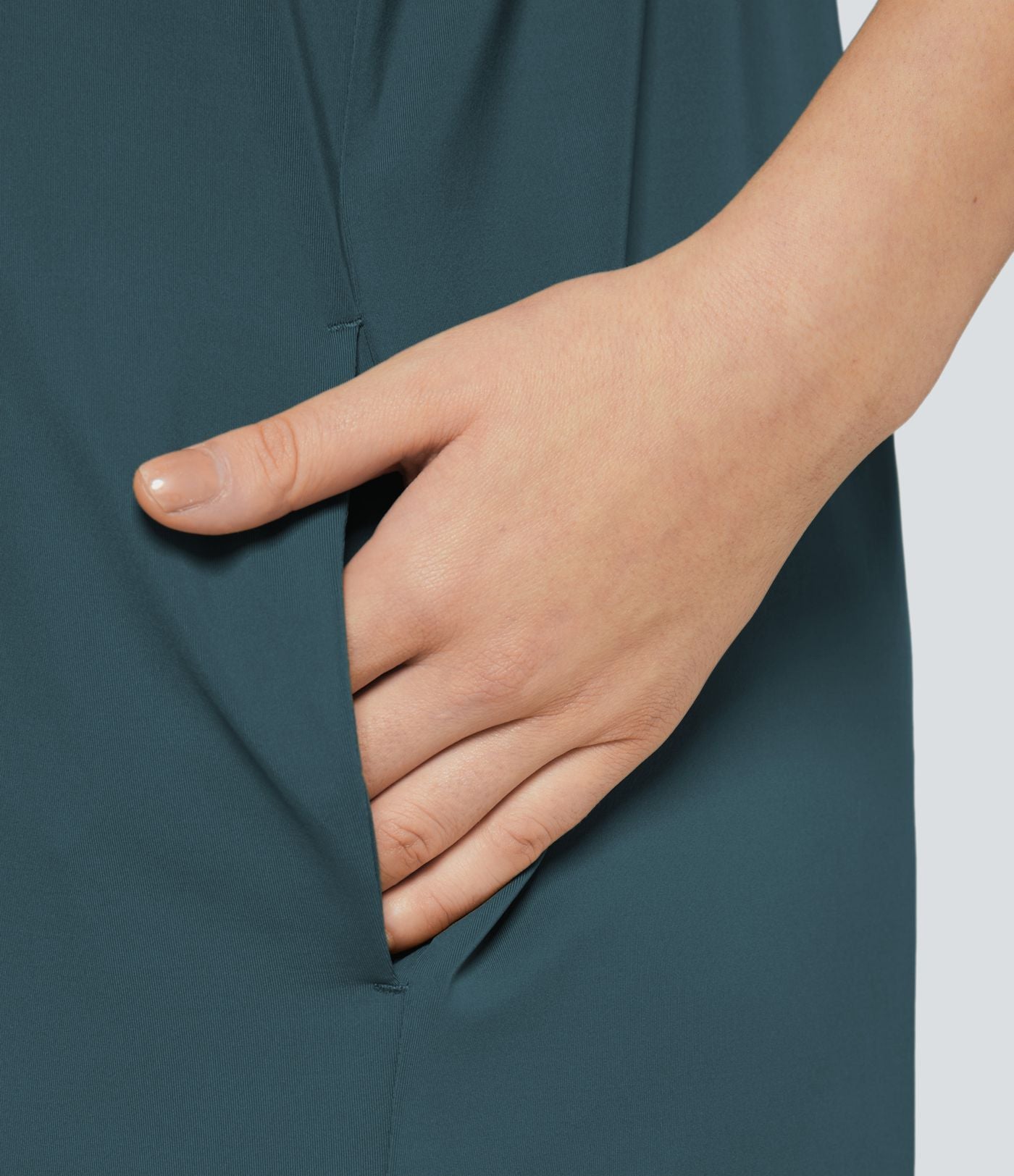 Combinaison Large Casual à Jambes Larges Solide avec Fines Bretelles Réglables Poches Latérales Plissées