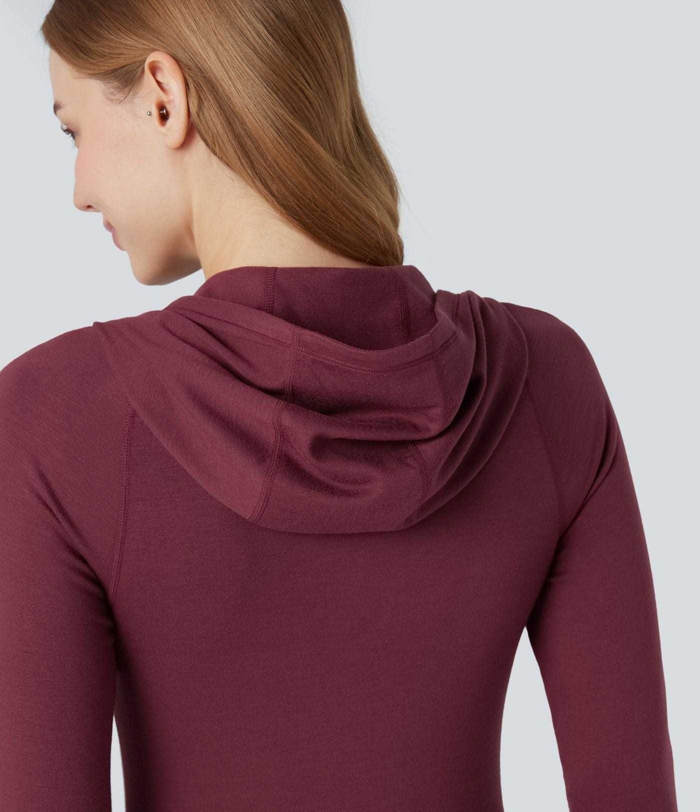 Haut de sport yoga chauffant à capuche à manches longues avec passants pouces Halara HeatCore