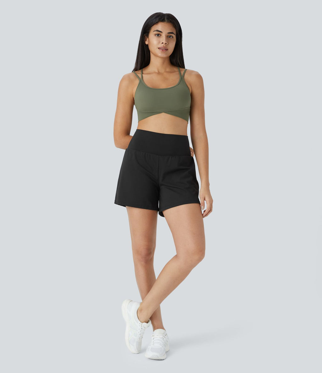 Short yoga 2-en-1 SoftlyZero™ Airy effet frais InstantCool taille très haute 12,5 cm avec poches, longueur allongée