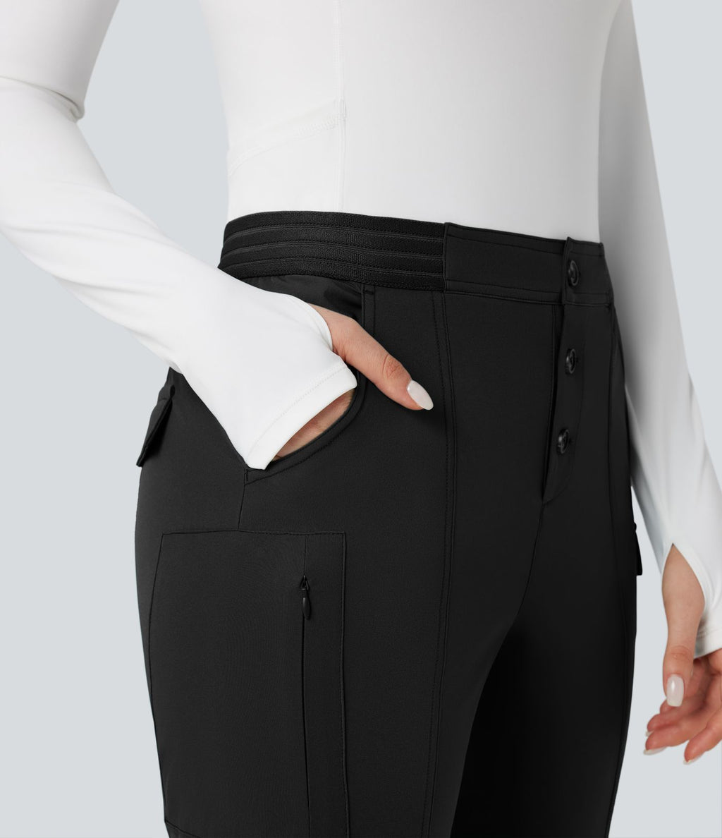 Pantalon de randonnée bootcut déperlant résistant à l'abrasion taille basse avec poches