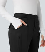Pantalon de randonnée bootcut déperlant résistant à l'abrasion taille basse avec poches
