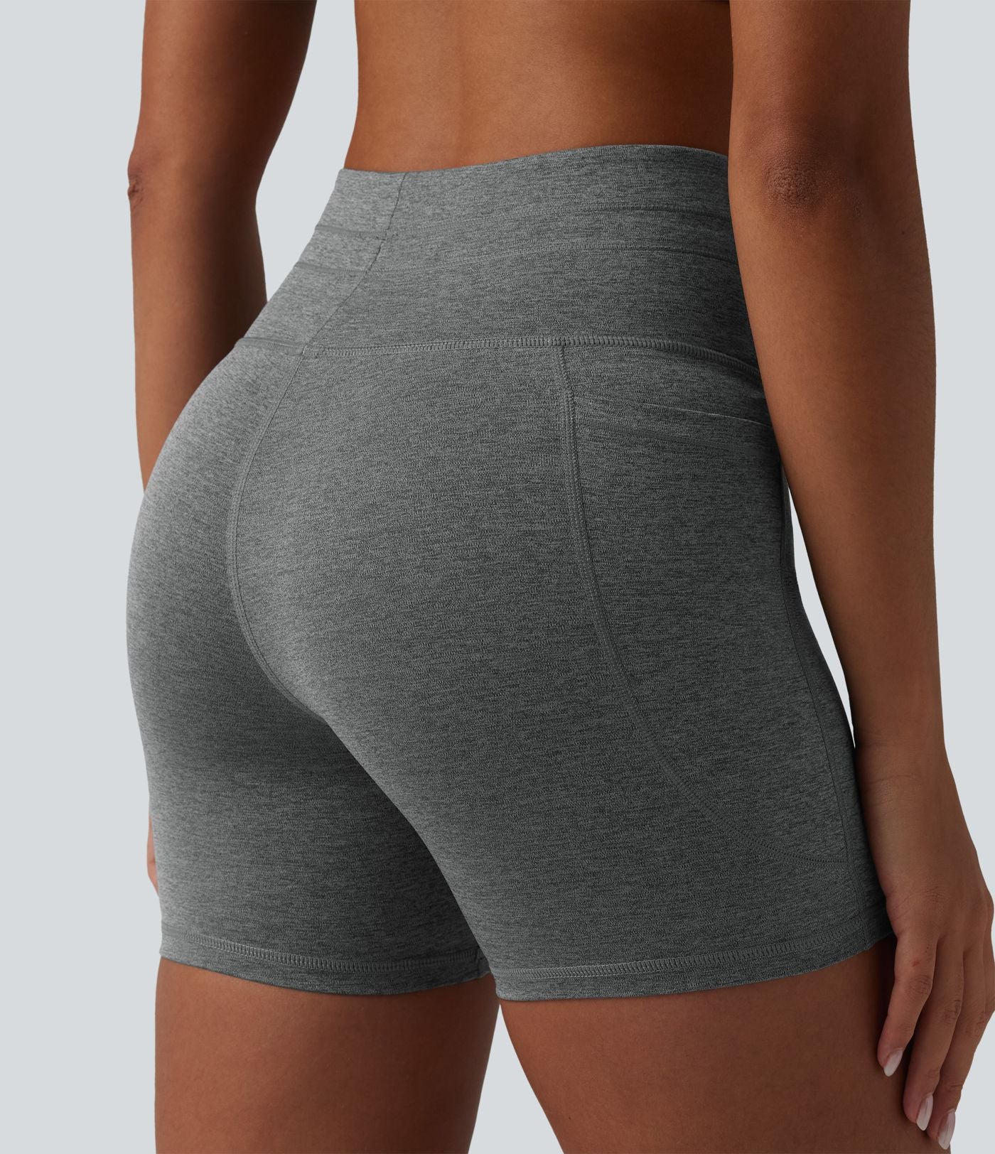 Short cycliste de yoga Halara UltraSculpt™ chiné, taille haute, cordon de serrage, séchage rapide, 12,5 cm, avec poches