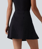 Jupe mini allongée trapèze taille haute 2-en-1 effet frais InstantCool à rayures pour le travail