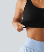 Brassière de sport d'entraînement maintien fort en mesh contrasté avec boucle ajustable et coussinets non amovibles