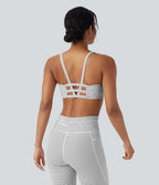Brassière de sport yoga soutien léger col U à découpes rayé bonnets A-C
