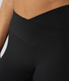 Softlyzero™ Legging Yoga 7/8 Taille Haute avec Poche au Dos Découpe Croisée et Dentelle Contrastante