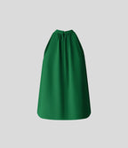 Blouse Travail Sans Manches Ourlet Courbé Col Haut Découpe au Dos Plis