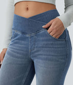 Jegging capri décontracté Halara Flex™ denim croisé taille haute avec poches