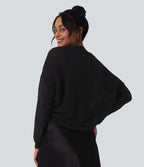 Pull décontracté col rond épaules tombantes coupe décontractée