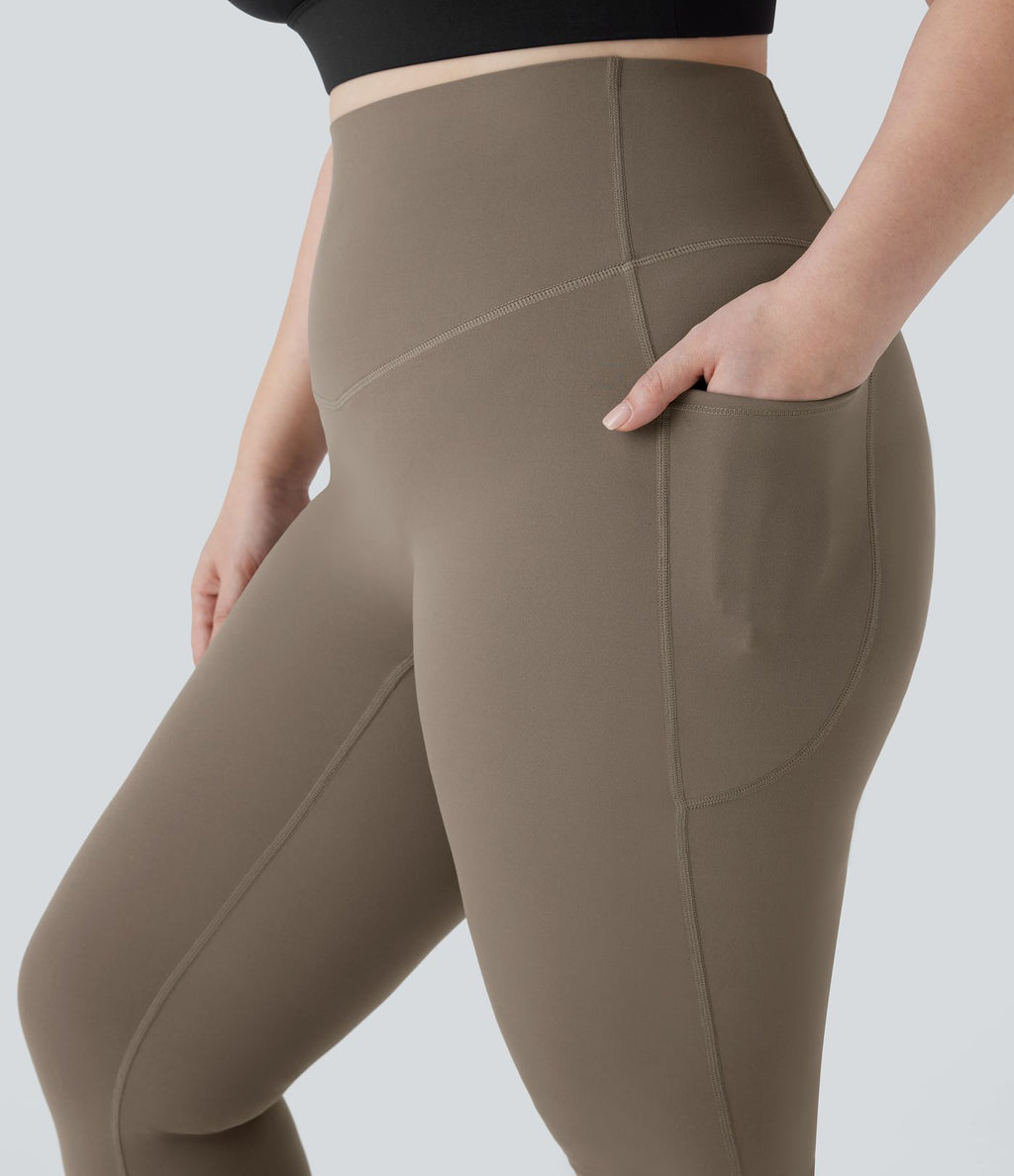 Pantalon de yoga à coupe bootcut gainant taille haute grande taille avec poches Halara UltraSculpt™