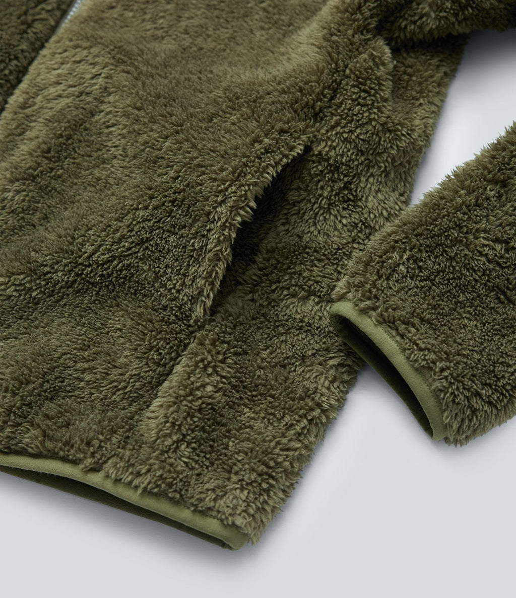 Veste décontractée sherpa col montant manches longues avec poches