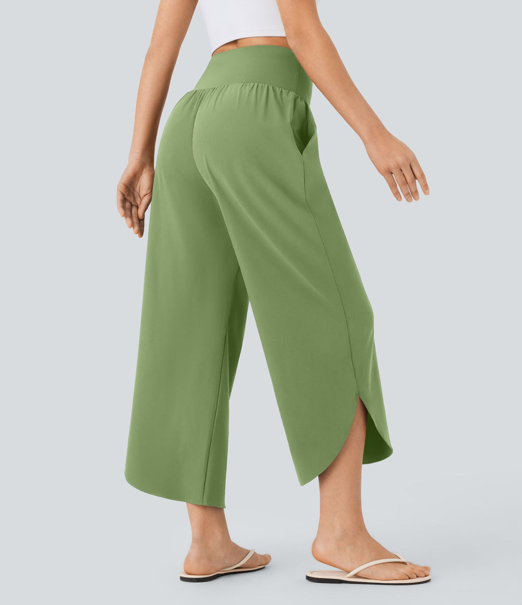 Pantalon fluide resort Breezeful™ à séchage rapide, coupe fendue et effet ventre plat