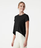 Haut de sport de running Halara UltraSculpt™ Cool, séchage rapide, col rond, manches courtes, ourlet asymétrique haut-bas, coupe ample — UPF50+
