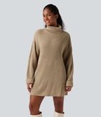 Robe pull courte tailleur col montant manches longues