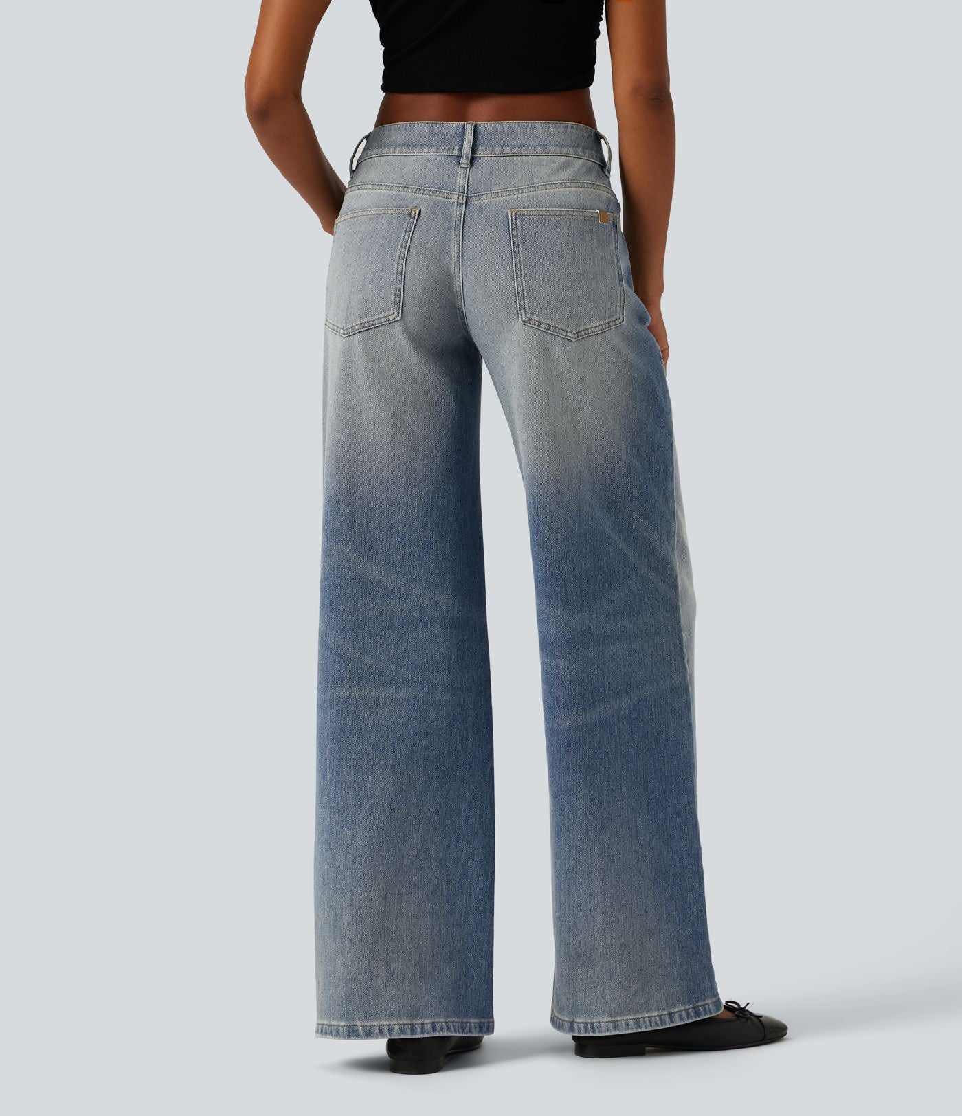 Jean large Halara Flex™ taille basse délavé avec poches