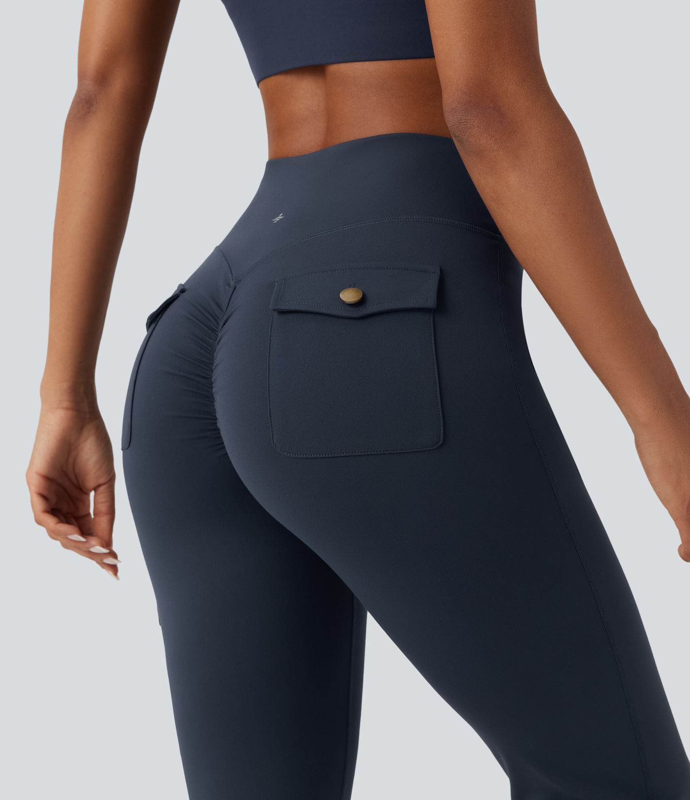 Pantalon évasé d'entraînement gainant froncé taille haute DayStretch avec poches
