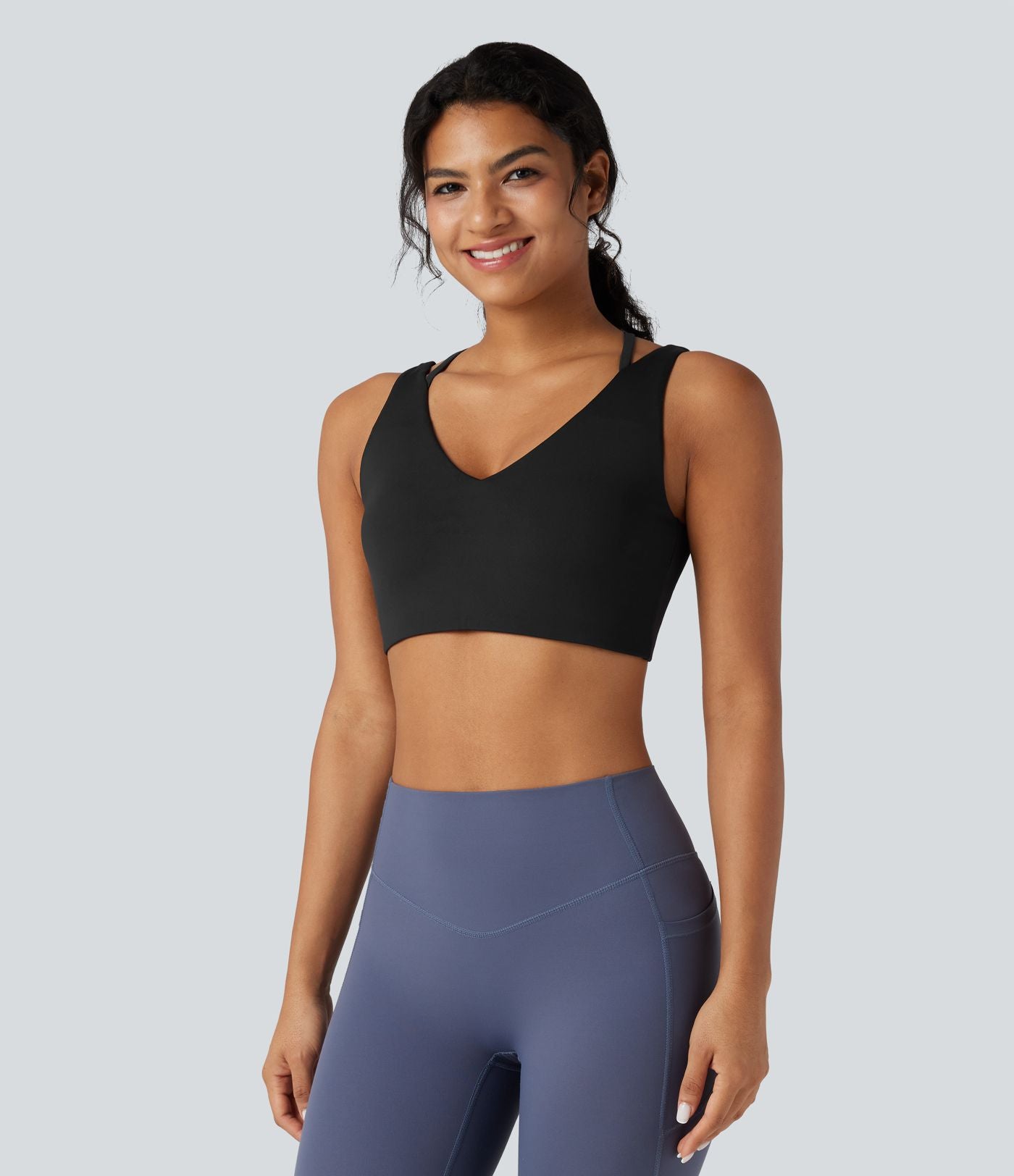 Top de sport yoga SoftlyZero™ Airy 2-en-1 découpe au dos toucher frais